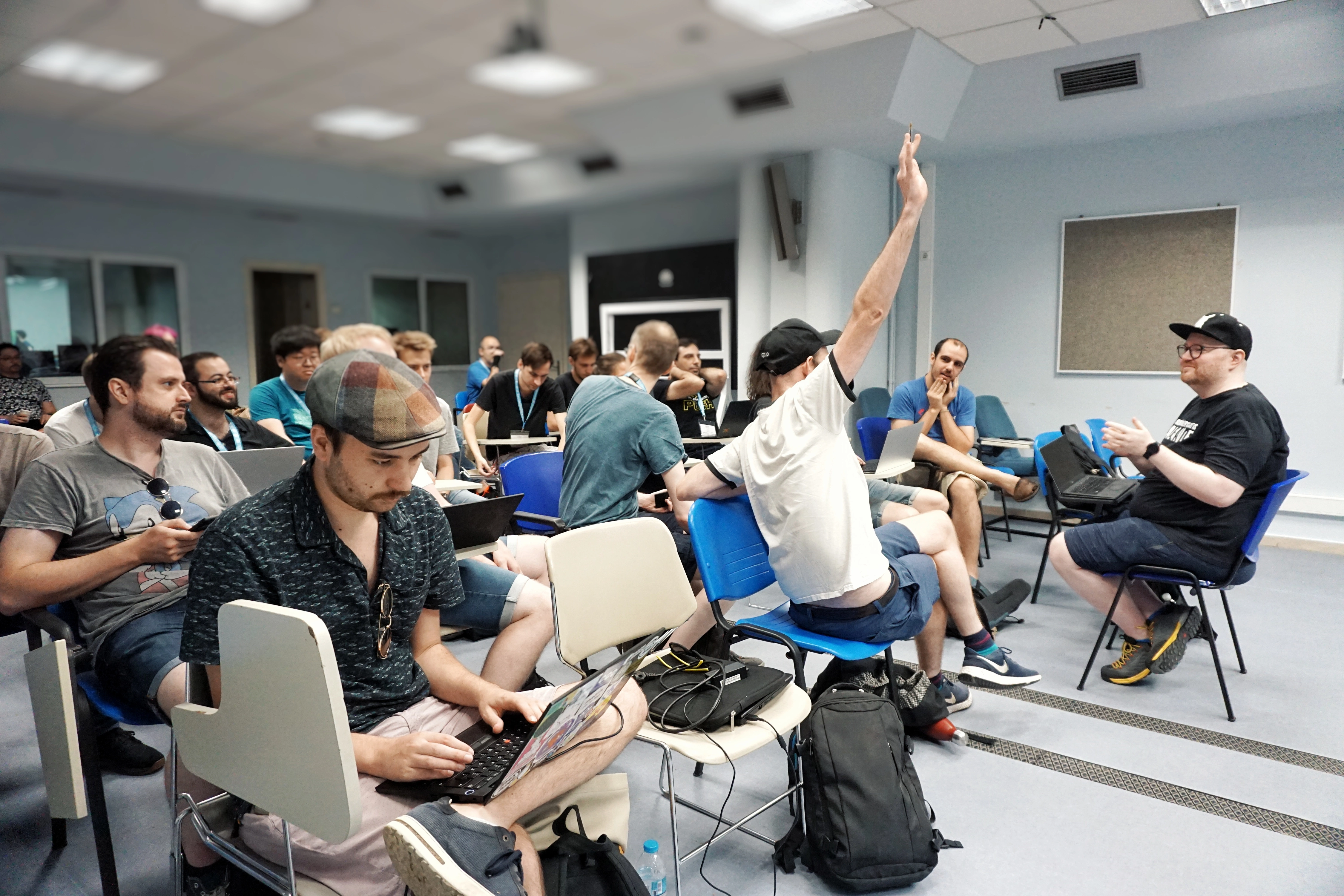 KDE devs talking and coding at Akademy